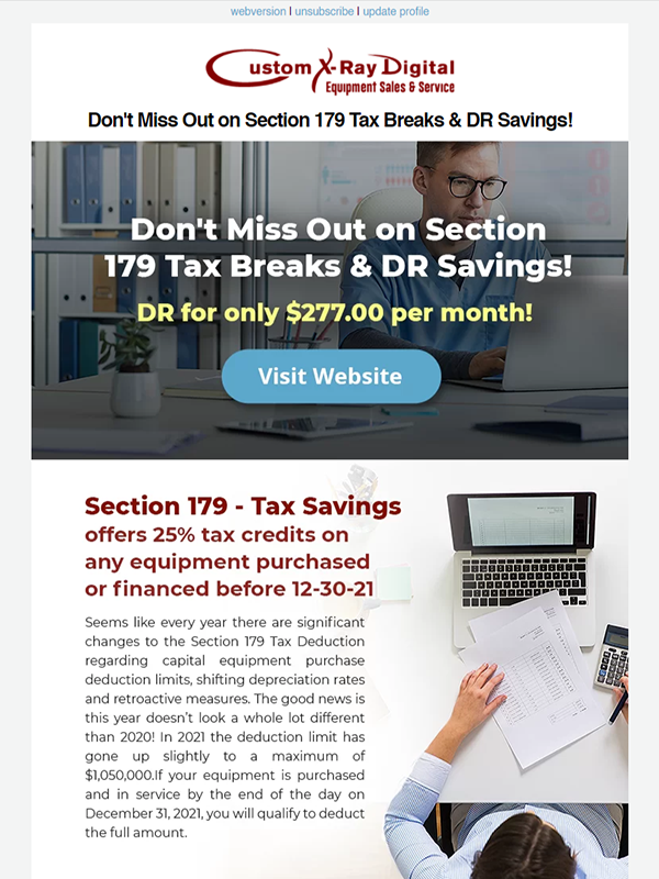 Don’t Miss Out On Section 179 Tax Breaks & Dr Savings!